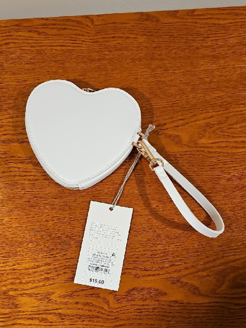 Target Off-White Heart Wristlet Coin Purse with Maroon Text - Picture 3 of 3